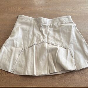 Zara Cream Leather Mini Skirt